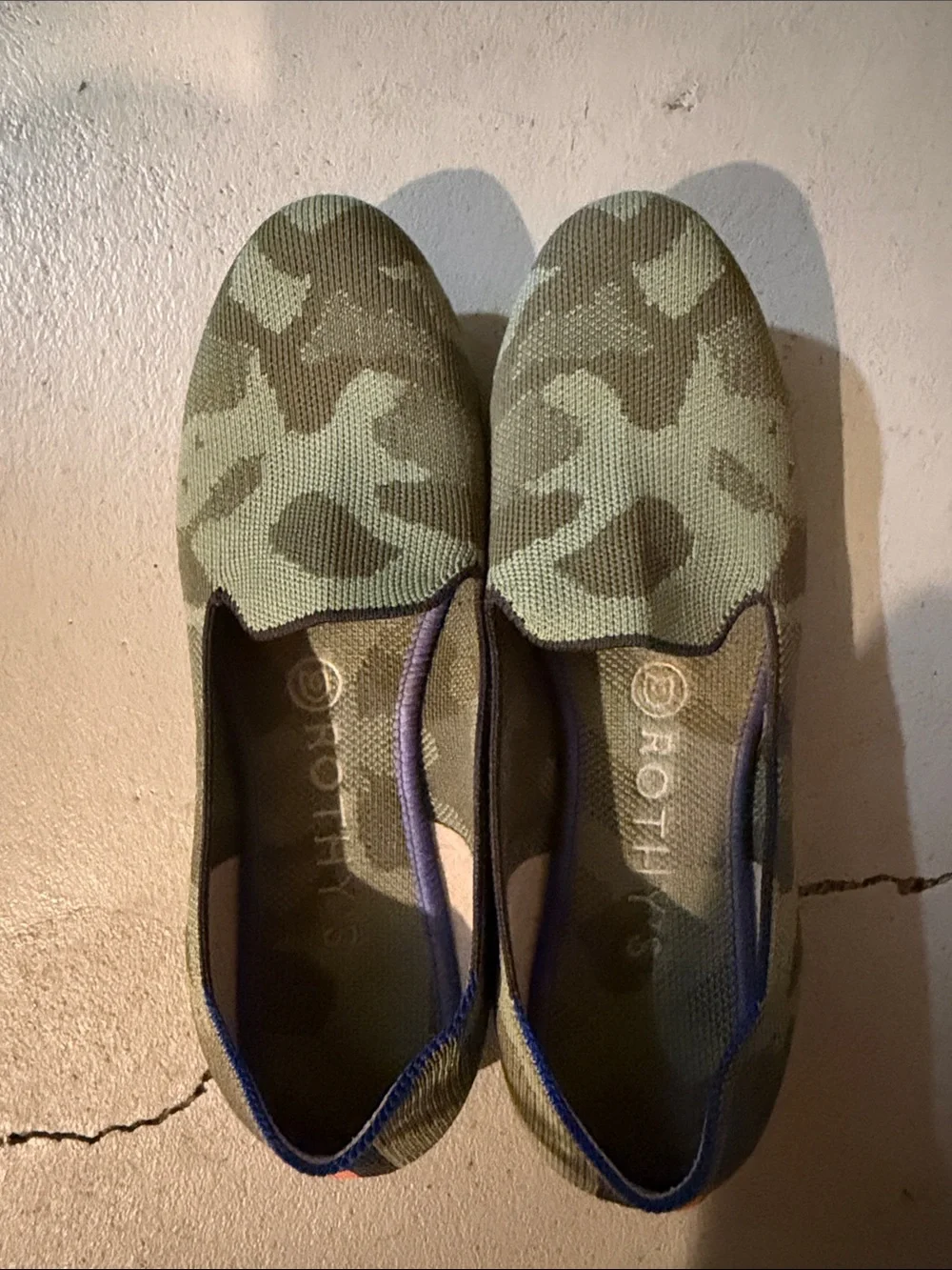 Rothy's Olive Camo Knit Slip-On Loafers